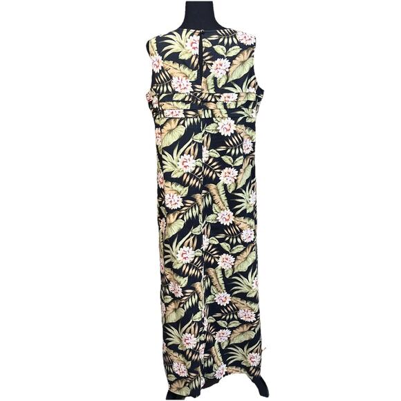 White Stag Linen Blend Floral Maxi Dress Womens Large Tropical Mature Resort - Picture 5 of 15